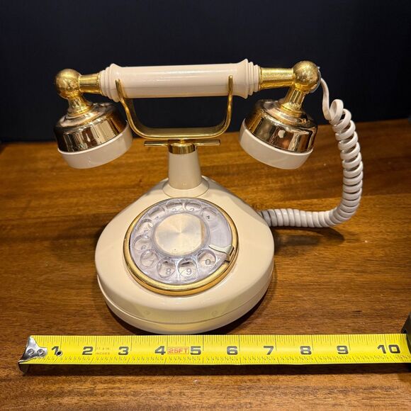 Vintage 1970’s French Style Western Electric Rotary Cream Desk Phone w/ Handset - Picture 9 of 11